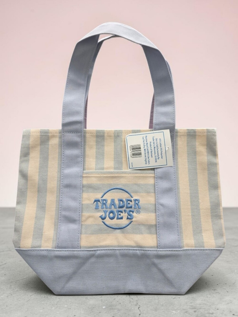 TRADER JOE'S Mini Striped Canvas Tote Bags - Set Of 4 - Picture 3 of 5